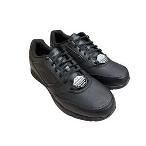 NEW Skechers Slip Resistant Work Shoes Black Leather Men's Size 12